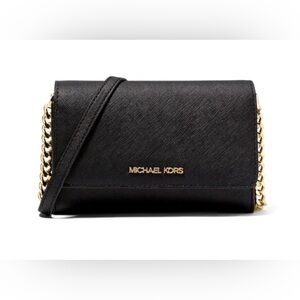 NWOT Michael Kors Black Crossbody Wallet with Gold Chain